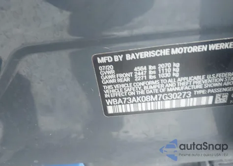 2021 BMW 228I Gran Coupe xDrive z USA, uszkodzony, nr VIN WBA73AK08M7G30273